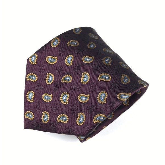 Jos A. Bank Men's Tie 100% Silk Handmade Purple Gold Paisley Elegant Necktie 60" - Picture 2 of 7